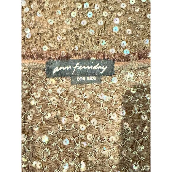 Vtg. Ann Ferriday Stock Stretch Embroidered Pucker Sequin Fairy Cardigan S/M - Picture 4 of 4